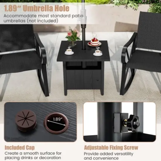 Tangkula 2PCS Outdoor Side Table w/ 1.89" Umbrella Hole Patio Umbrella Table Base Stand image {6}