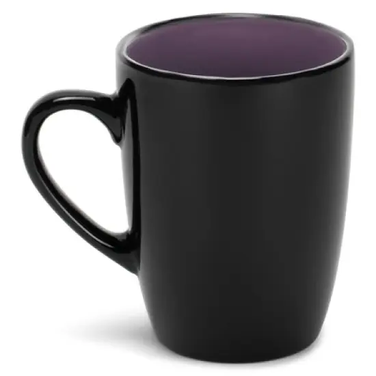 Elanze Designs Color Pop Purple Black Exterior 16 ounce Glossy Ceramic Mugs Matching Set of 4 image {1}