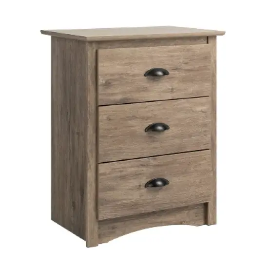Salt Spring 3 Drawer Tall Nightstand Drifted - Prepac image {1}