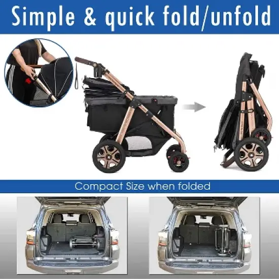 HPZ Pet Rover Titan HD SUV Stroller - Super-Sized Dog/Cat/Pet Stroller SUV Travel Carriage/w Access Ramp/Pumpless Rubber Wheels/Aluminum Frame image {5}