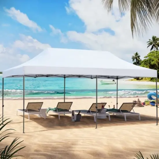 EROMMY 10 Ft. D x 20 Ft. W Steel Pop-Up Canopy image {9}