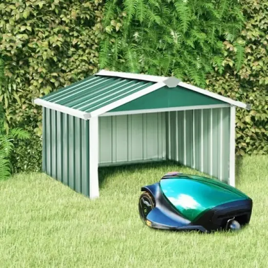 vidaXL Garden Shed Green Galvanized steel Durable Garden Shed image {1}