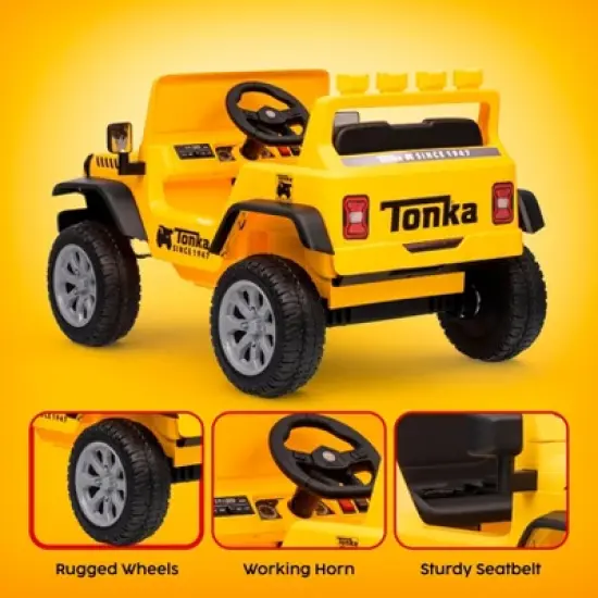 12V Jeep - Tonka Kids Ride‑On Car with  LED Headlights & 12V Battery image {2}