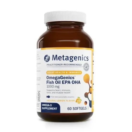 Metagenics OmegaGenics Fish Oil 1000mg, High Potency Omega-3 EPA & DHA for Heart, Musculoskeletal & Immune Health, 60 Softgels image {8}