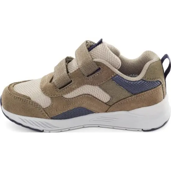 Stride Rite Kids Unisex Brighton-XW-Adaptable Sneaker | 2.5 | Tan/Navy image {2}