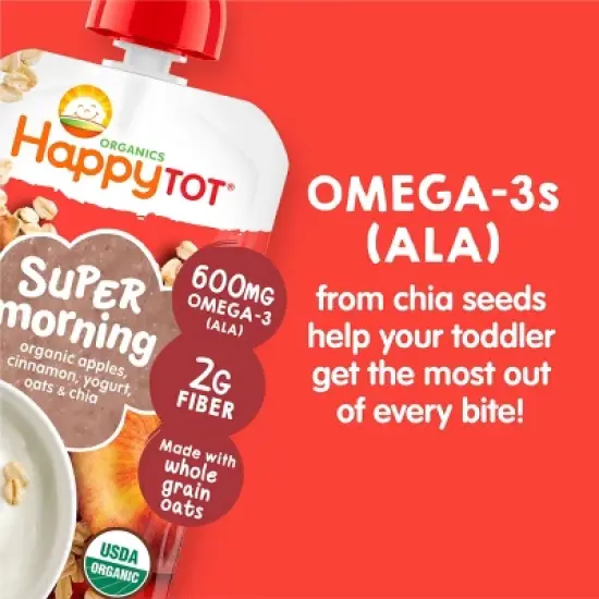 HappyTot Super Morning Organic Apples Cinnamon Yogurt & Oats with Superchia Baby Food Pouch - 4oz image {3}