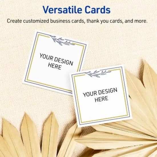 Avery Printable Square Cards, Gold & Navy Border with Florals, 2.5" x 2.5", Matte White Square Cards, Laser/Inkjet, 90ct, Great for Business Cards image {5}