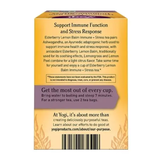Yogi Tea Elderberry Lemon Balm Immune + Stress - 16ct image {1}