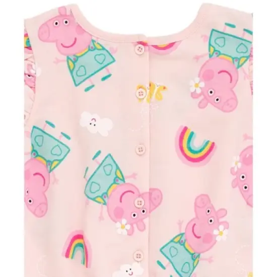 Peppa Pig Girls French Terry Sleeveless Romper Toddler to Little Kid image {3}