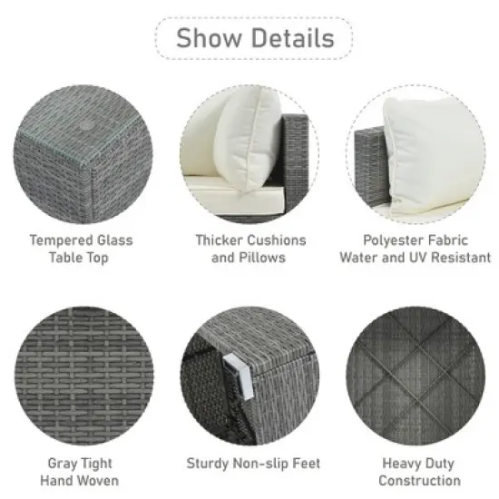 8-Pieces Outdoor Wicker Modular Sectional Sofa Set with Coffee Table, Free Combination image {8}