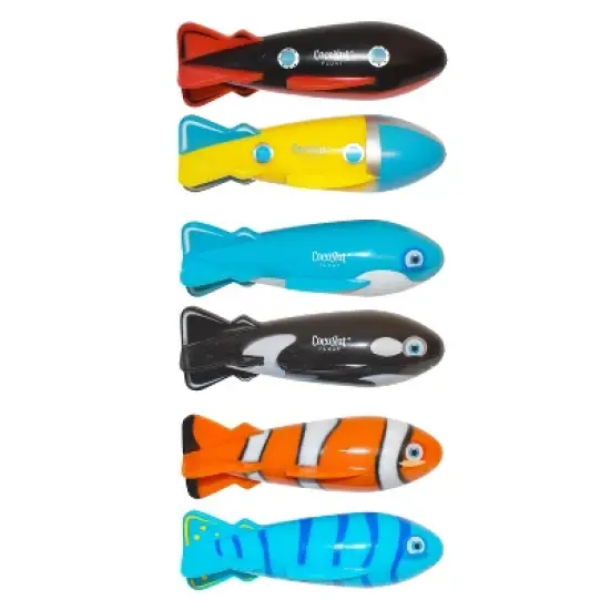 CocoNut Outdoor Torpedo Racers Dive Toys - 6-Pack Assortment (2 Whales, 2 Submarines, 2 Tropical Fish) image {6}