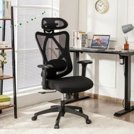 Costway Reclining Mesh Office Chair Swivel Chair w/ Adjustable Lumbar Support image {1}
