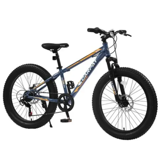 NAYSAYE 24 Inch Fat Tire Mountain Bike with 7 Speed Shifter Dual Disc Brake for Adults and Youth, Gray, 67"*25"*40" image {5}
