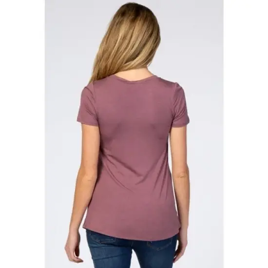 PinkBlush Mauve Layered Wrap Front Maternity Nursing Top image {2}