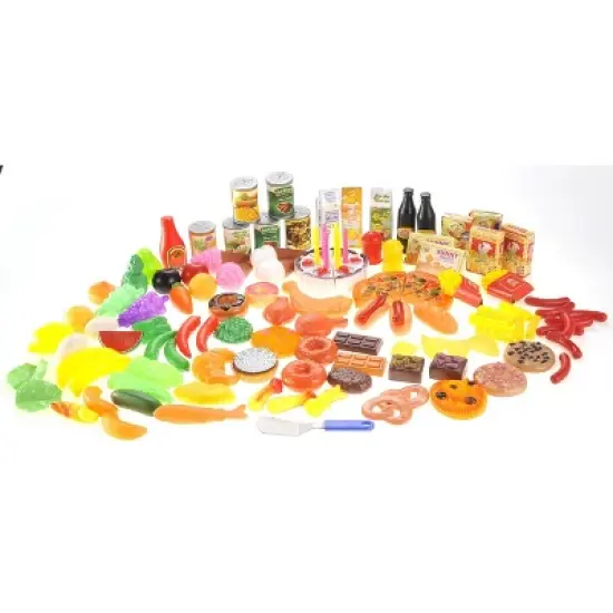 Link 130 Pcs Deluxe Pretend Play, Food Assortment Set, Plastic Grocery And Pantry Items image {1}