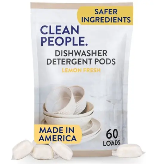 Clean People Dishwasher Detergent Pods - Cuts Grease & Rinses Sparkling Clean - Residue-Free image {3}