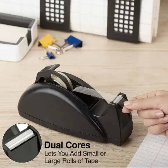 Staples Heavy-Duty Desktop Tape Dispenser Black 1" and 3" Core 1671310 image {4}