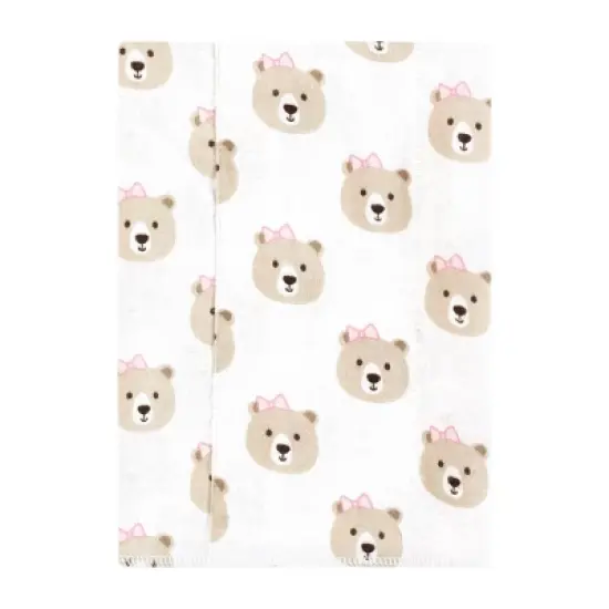 Hudson Baby Infant Girl Flannel Burp Cloth 7pk, Pink Taupe Bear, One Size image {2}