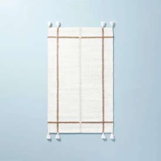 Bold Cross Stripes Tassel Rug Cream/Tan - Hearth & Hand&trade; with Magnolia image {6}