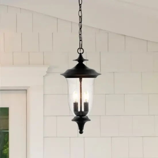 Dowell 9" Outdoor Pendant - PLT4033 - Black - Safavieh image {3}