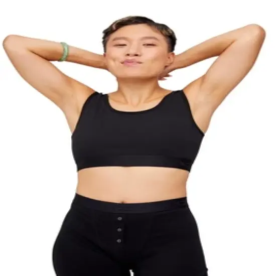 TomboyX Essentials Soft Bra, Cotton Scoop-Neck Wireless image {4}