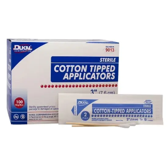 Dukal 9013 Cotton Tipped Applicators Swabsticks Wood Shaft 3 in. (2 Pack) (Box of 100) image {5}