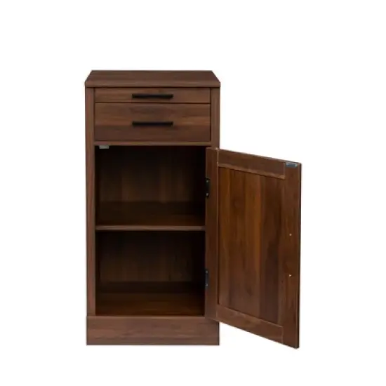 Gulches Brown Walnut Modular Wine Bar Cabinet with Hutch Buffet Cabinet for Dining Room, Single Drawer and Versatile Storage image {6}
