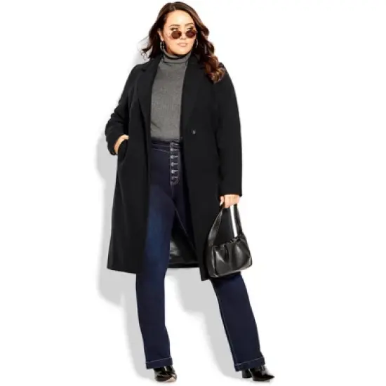 Women's Plus Size Effortless Chic Coat - black | CITY CHIC image {1}