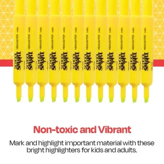 School Smart Tank Style Highlighters, Chisel Tip, Yellow, Pack of 12 image {5}