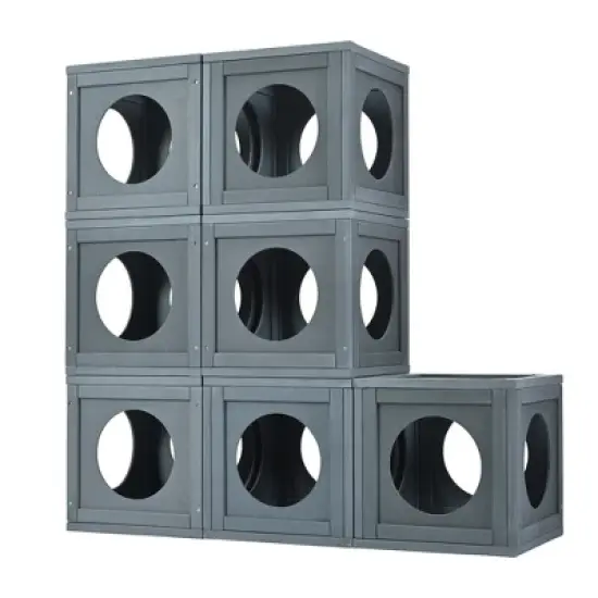 Whisen Wood Outdoor Cat House set, Shelves & Playground image {7}