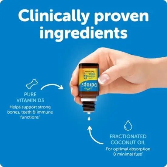 Ddrops Liquid Vitamin D3 Drops 1000 IU (25 mcg) - 180 drops - 0.17 fl oz image {3}