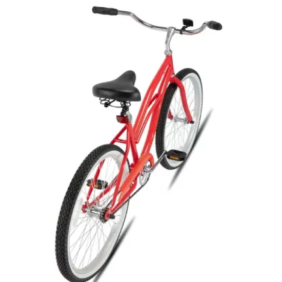 HILAND 24 26 inch Beach Cruiser Bike for Adults Women Men, Step Through City Commuter Bicycle, Black/Blue/Red image {5}