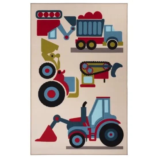 Country Trucking Non-Slip Kids Playroom Decor Washable Indoor Area Rug by Blue Nile Mills image {5}