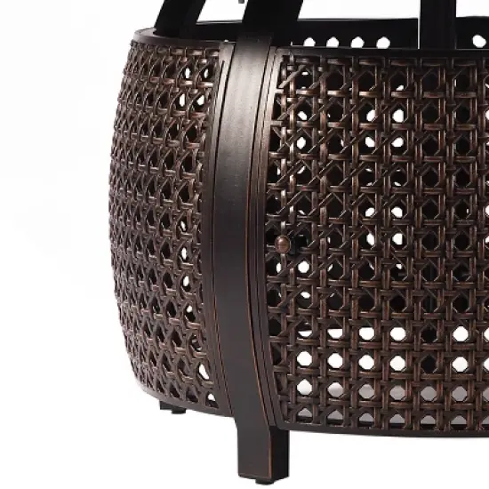 Oakland Living 5pc Deep Seating Swivel Aluminum Outdoor Patio Fire Pit Dining Set with Round Fire Table Copper image {7}