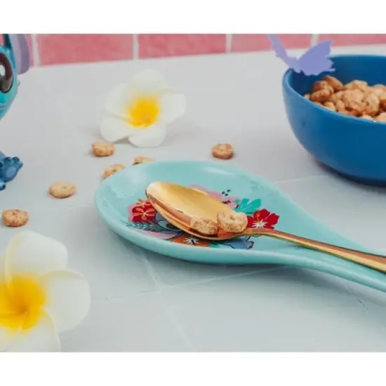 Silver Buffalo Disney Lilo & Stitch Hibiscus Flowers Ceramic Spoon Rest Holder image {3}