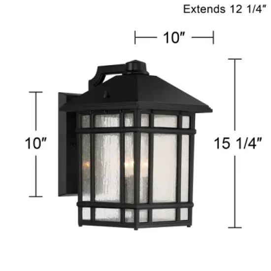 Kathy Ireland Modern Outdoor Wall Light Fixture Black 15 1/4" Seedy Glass Panels for Exterior House Porch Patio Outside Garage image {6}