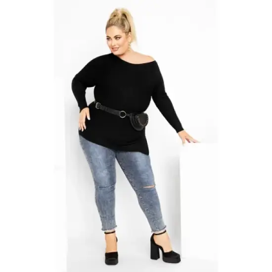 Women's Plus Size Lean In Jumper - black | CITY CHIC image {1}