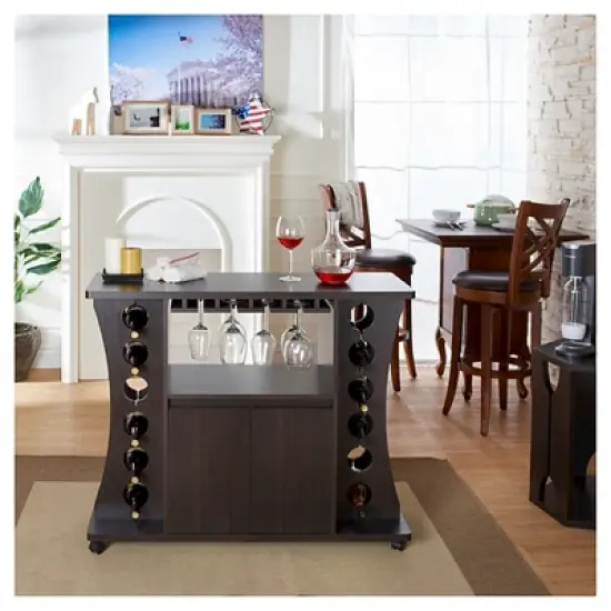 Claren Curved Standing Wine Rack Wood/Espresso - HOMES: Inside + Out image {1}