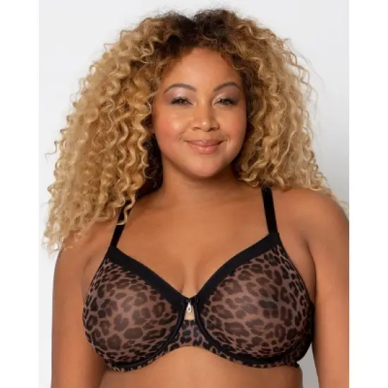 Curvy Couture Womens Sheer Mesh Full Coverage Unlined Underwire Bra image {11}