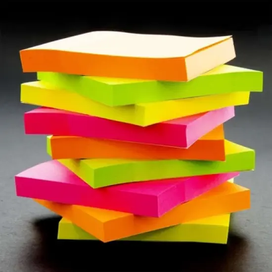 BAZIC Products&reg; Stick On Notes, 3" x 3", Neon, 90 Sheets, 12 Per Pack, 3 Packs image {3}