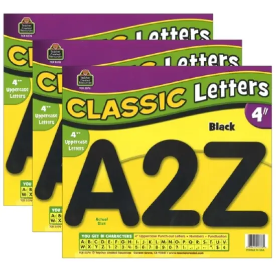 Teacher Created Resources&reg; Black Classic Font 4" Letters Uppercase Pack, 81 Pieces Per Pack, 3 Packs image {2}
