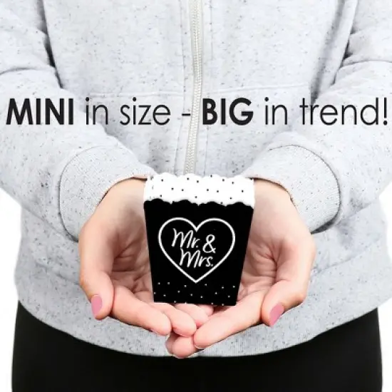 Big Dot of Happiness Mr. and Mrs. - Party Mini Favor Boxes - Black and White Wedding or Bridal Shower Treat Candy Boxes - Set of 12 image {3}
