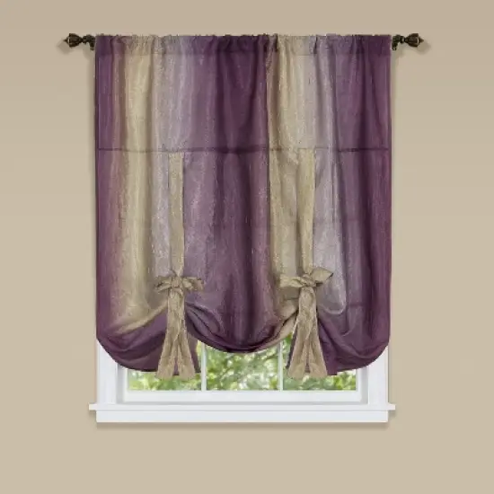 GoodGram Royal Ombre Crushed Semi Sheer Tie Up Single Window Curtain Shade image {6}