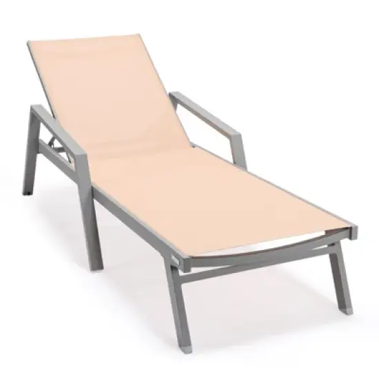 LeisureMod Marlin Modern Patio Sling Chaise Lounge Chair with Arms in Grey Aluminum &ndash; Outdoor Patio, Poolside, Balcony, Garden, Deck Seating image {16}