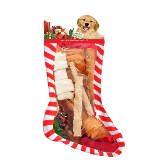 Pet Factory Holiday American Beefhide Rawhide Dog Stocking Assortment-11pc image {1}