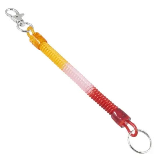 Unique Bargains Spring Coil Keyring Keychain Strap Rope with Lobster Hook Red Pink Orange 4.3" x 0.4" (Not Stretched) 1 Pc image {2}