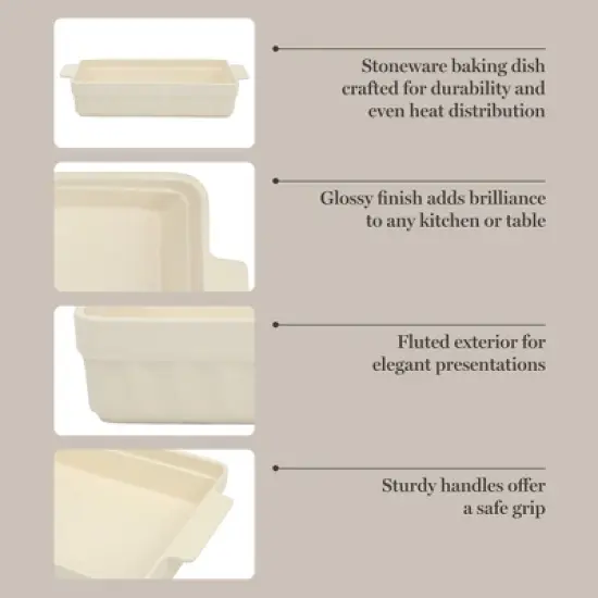 Martha Stewart Broadbrook Ceramic Bakeware, 13x9 Inch Rectangular Baking Dish with Handles image {3}