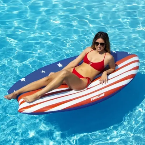 Swim Central 73" Americana Surfboard Shaped Inflatable Swimming Pool Lounge Float image {3}
