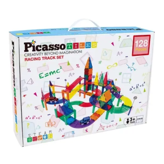 Picasso Tiles Magnetic Race Track 128pc Building Set image {6}