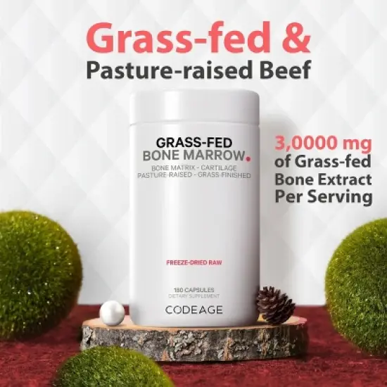 Codeage Grass-Fed Bone Marrow, Freeze Dried, Non-Defatted, Desiccated - 180ct image {4}